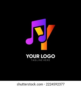 Letter Y Music Logo Design Vector Icon Graphic Emblem Illustration 