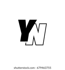 letter Y and N logo overlapping black negative