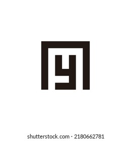 Letter y in n, square geometric symbol simple logo vector
