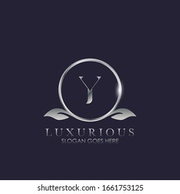 Letter Y Natural Leaf Circle, Luxury Boutique Initial Logo. Elegant vector design concept for luxury business, boutique, fashion.