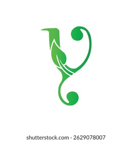 letter y with nature leaf logo design	
