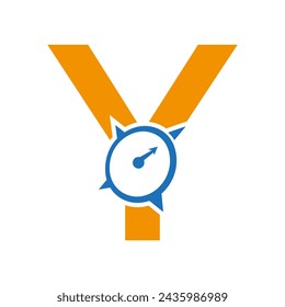 Letter Y Navigator Compass Symbol Vector Template