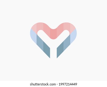 The letter Y negative space is combined with a simple heart shape and looks youthful. This logo can be used for personal projects, retail logos, fashion, internet, etc.