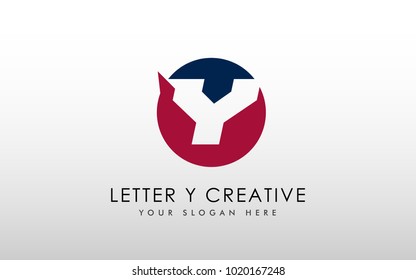 Letter Y Negative Space Logo Design Template. Letter Y inside Circle