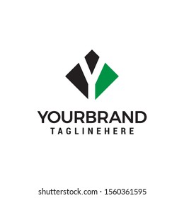 letter Y negative space square logo vector design template