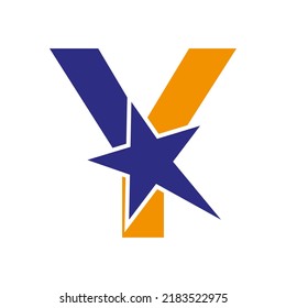 Letter Y Negative Space Star Logo Vector Template. Minimal Star Symbol