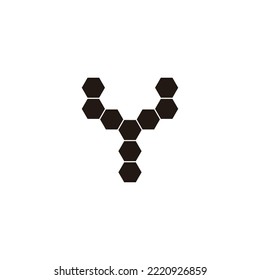 Letra Y nueve hexagones, símbolo geométrico tecnológico simple vector de logotipo
