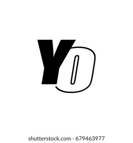 letter Y and O logo overlapping black negative