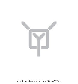 letter Y and O monogram logo gray