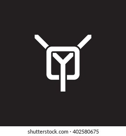 letter Y and O monogram logo white black background