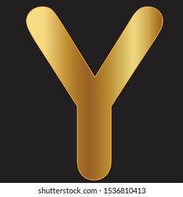 Letter Y on black in a golden gradient