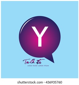 Letter Y on bubble talk icon as an integrated communication. Design Template for the communication, commercial, technology, and campaign activities
