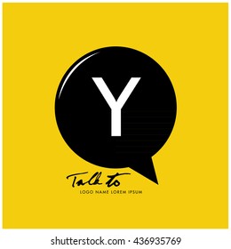 Letter Y on bubble talk icon as an integrated communication. Design Template for the communication, commercial, technology, and campaign activities