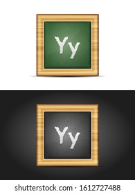 Letter Y on chalkboard set. Vector illustration.