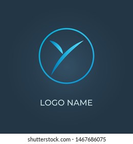 Letter Y on circle logo isolated. Alphabet vector image