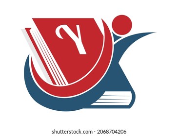 letter Y on the cover of the book. Flat style