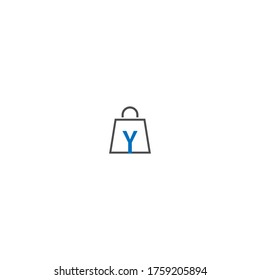 Letter Y on shopping bag. Abstract shopping logo. Online shop logo