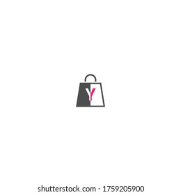 Letter Y on shopping bag. Abstract shopping logo. Online shop logo