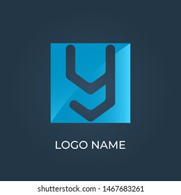 Letter Y on square logo isolated. Alphabet vector image
