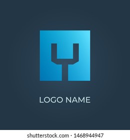 Letter Y on triangle logo isolated. Alphabet vector image