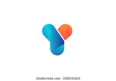 letter Y orange blue alphabet for company logo design. Suitable for a brand or business as logotype icon