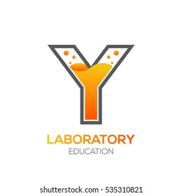 Letter Y Orange color,Science education,Laboratory,Chemical Logotype