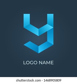Letter Y origami logo isolated. Alphabet vector image