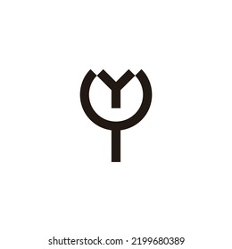 Letter Y in Y, outline geometric symbol simple logo vector