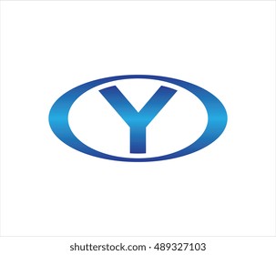 Letter Y oval logo design template blue