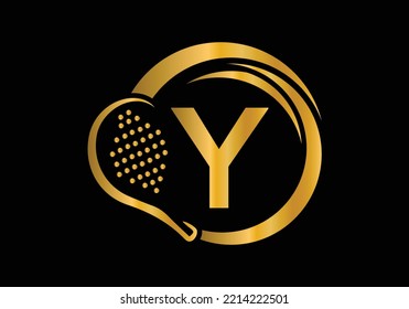 Letter Y Padel Racket Logo Design Vector Template. Beach Table Tennis Club Symbol. business, and company identity