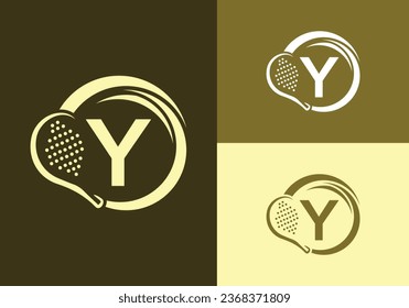 Letter Y With Padel Racket Logo Design Vector Template. Beach Table Tennis Club Symbol. business, and company identity