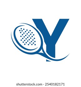 Letter Y With Padel tennis Racket Logo Design Vector Template. Beach Table Tennis Club Symbol. business, and company identity