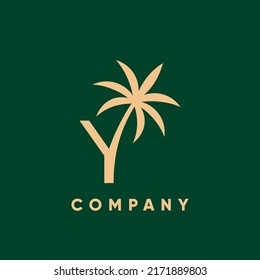 Letter Y Palm Tree Logo Design Vector Icon Graphic Emblem Illustration 