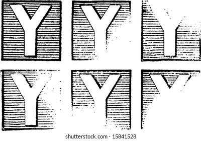 Letter Y part of a complete alphabet of vintage rubber stamp letters