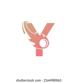 Letter Y is passed by a falling meteor icon illustration vector 