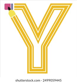 Letter 'Y' in Pencil Vector Shape Isolated on White