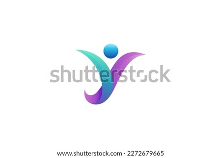 letter y people logo design with simple style