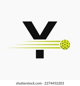 Letter Y Pickleball Logo Symbol. Pickle Ball Logotype Vector Template