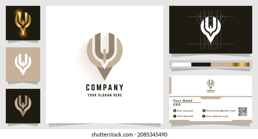 Letra Y o logotipo en monograma U con diseño de tarjeta de visita