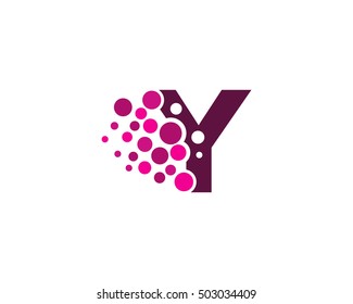 Letter Y Pixel Dot Circle Spread Logo Design Template