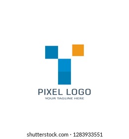 Letter Y Pixel Logo Design Template. Alphabet Pixel Motion Logo.