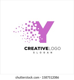 Letter Y Pixel Purple Light Logo