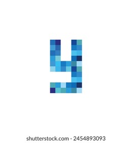 letter y pixels, simple blue vector logo symbol