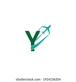 Letter Y with plane logo icon design vector illustration