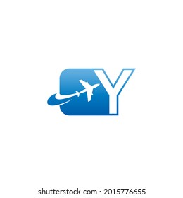 Letter Y with plane logo icon design vector illustration