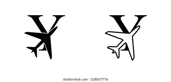 letter Y plane vector template airplane logo airlines company travel agency logo 