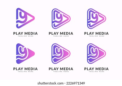 Letter Y play media creative gradient logo