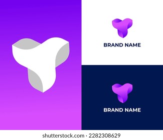 Letter y with player button modern 3d business logo design template