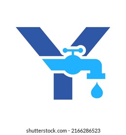 Logo-Design von Letter Y Plumber. Klempnerwasser mit Buchstabe Y-Logo-Vorlage