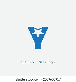Letter Y plus negative space one star logo
